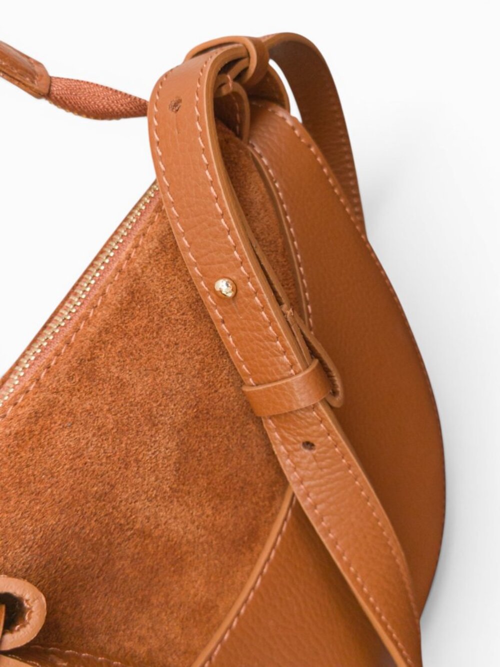 SOLD - Viola Castellani Made in Italy Leather Crescent Shoulder Bag Brown NWT - Picture 9 of 11